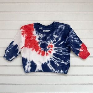 POLO RALPH LAUREN NWOT Boys Red White & Blue Tie Dye Crewneck Sweatshirt